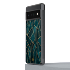 geometric green back phone cover | glass case for google pixel 6 pro