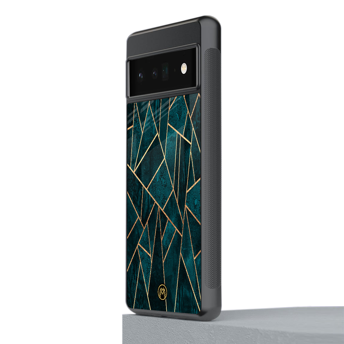 geometric green back phone cover | glass case for google pixel 6 pro