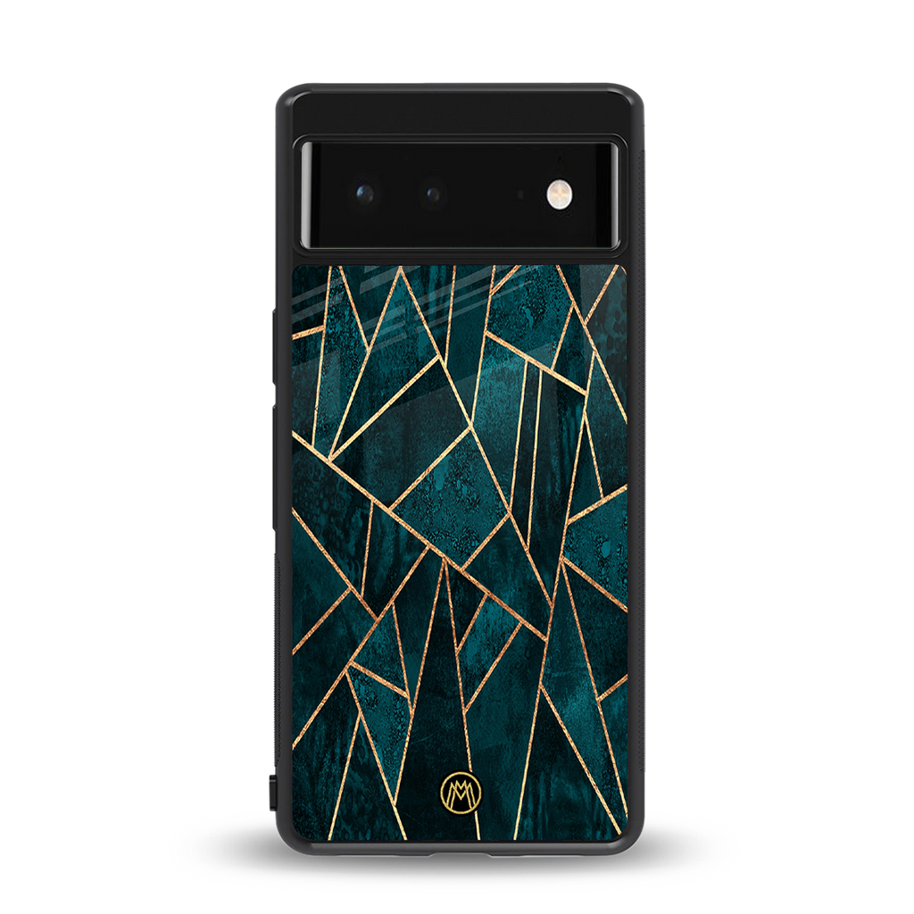 geometric green back phone cover | glass case for google pixel 6