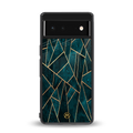 geometric green back phone cover | glass case for google pixel 6
