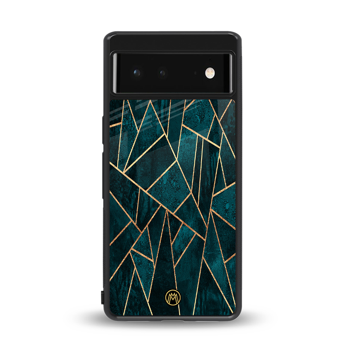 geometric green back phone cover | glass case for google pixel 6