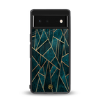 geometric green back phone cover | glass case for Google Pixel 6A