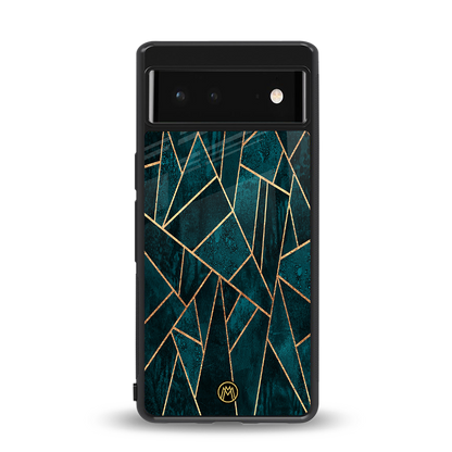 geometric green back phone cover | glass case for Google Pixel 6A