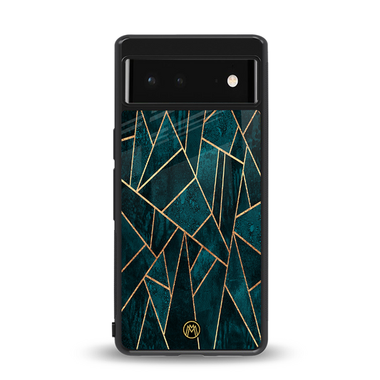 geometric green back phone cover | glass case for Google Pixel 6A