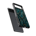 geometric green back phone cover | glass case for google pixel 6