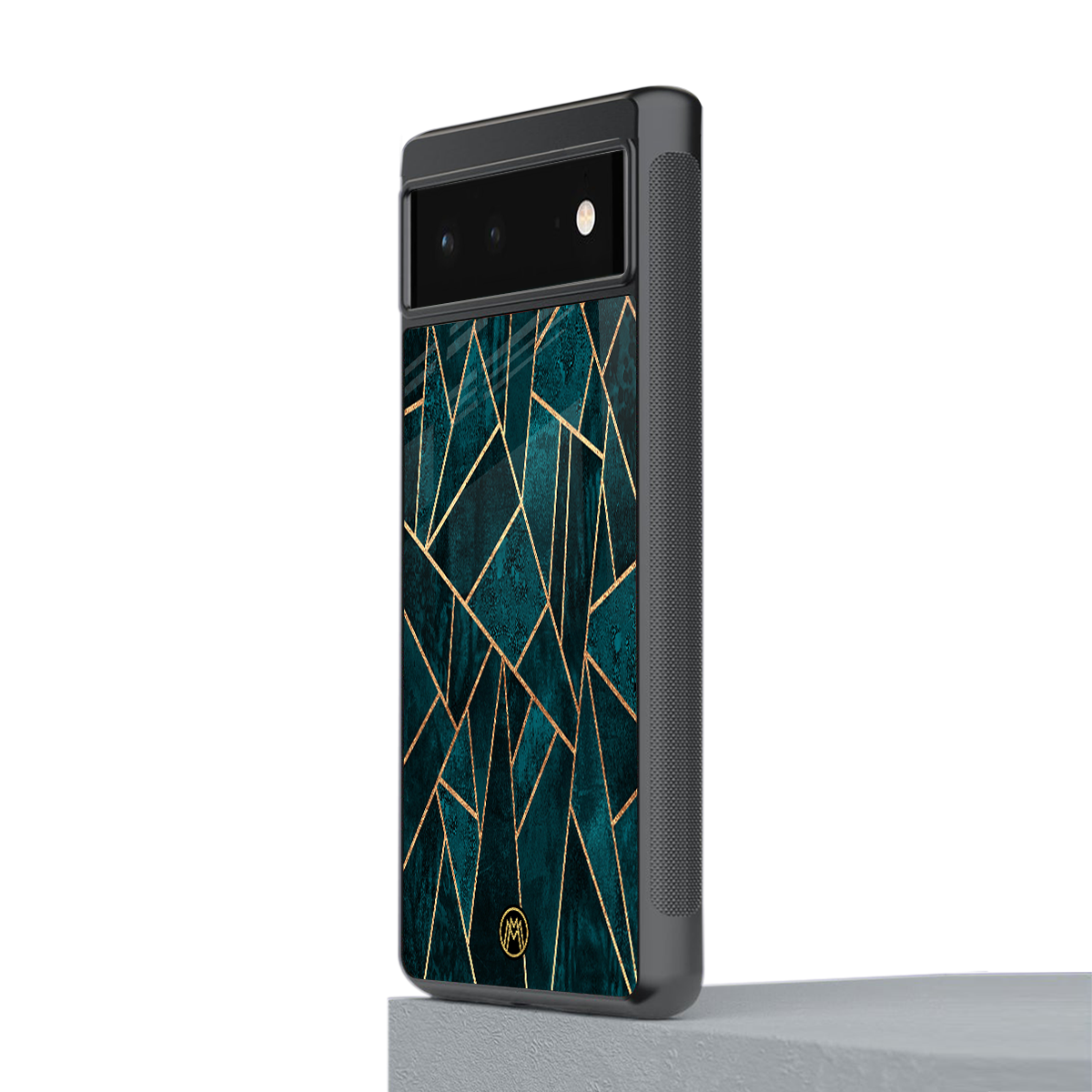 geometric green back phone cover | glass case for google pixel 6