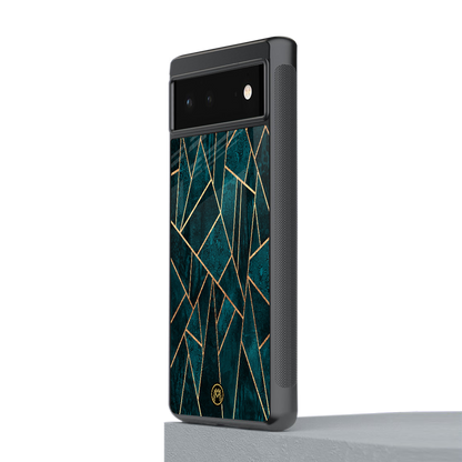 geometric green back phone cover | glass case for google pixel 6
