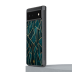 geometric green back phone cover | glass case for Google Pixel 6A