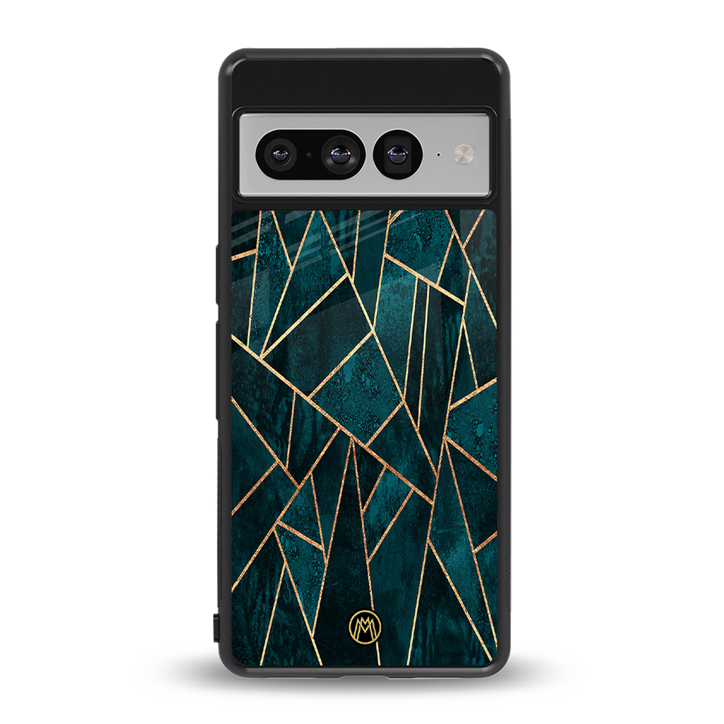 geometric green back phone cover | glass case for google pixel 7 pro