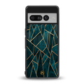 geometric green back phone cover | glass case for google pixel 7 pro