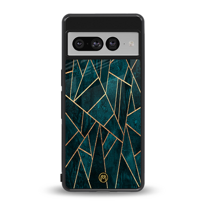 geometric green back phone cover | glass case for google pixel 7 pro