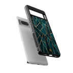 geometric green back phone cover | glass case for google pixel 7 pro