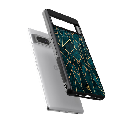 geometric green back phone cover | glass case for google pixel 7 pro