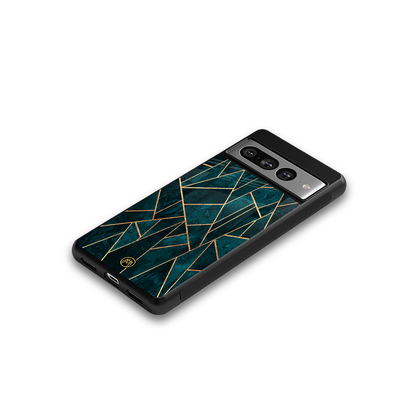 geometric green back phone cover | glass case for google pixel 7 pro