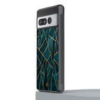 geometric green back phone cover | glass case for google pixel 7 pro