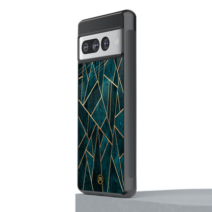 geometric green back phone cover | glass case for google pixel 7 pro
