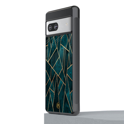 geometric green back phone cover | glass case for Google Pixel 7A