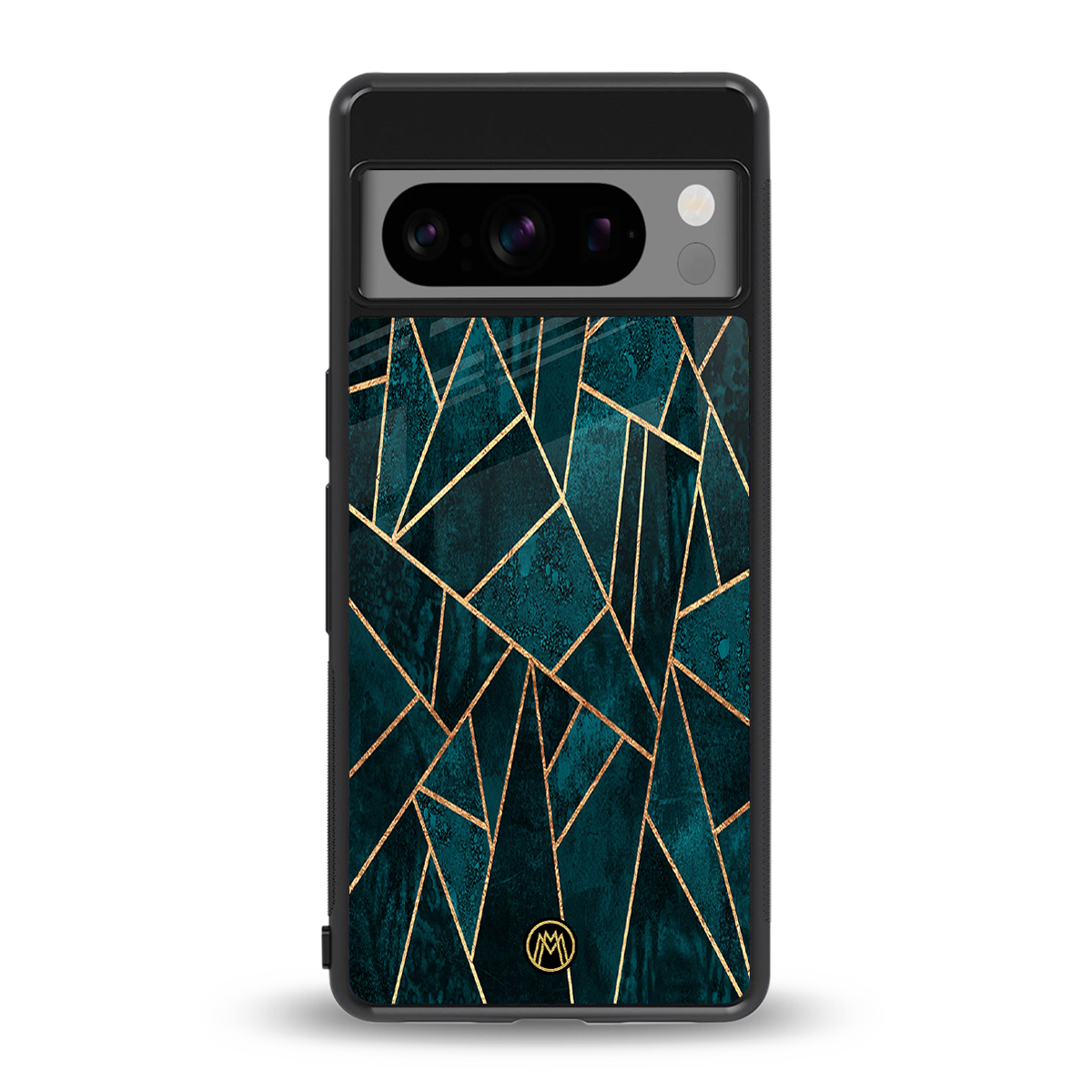 geometric green back phone cover | glass case for google pixel 8 pro