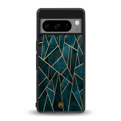 geometric green back phone cover | glass case for google pixel 8 pro