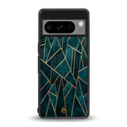 geometric green back phone cover | glass case for google pixel 8 pro