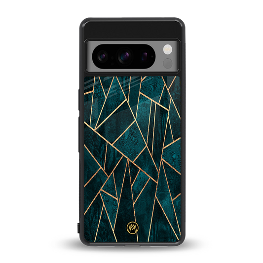 geometric green back phone cover | glass case for google pixel 8 pro
