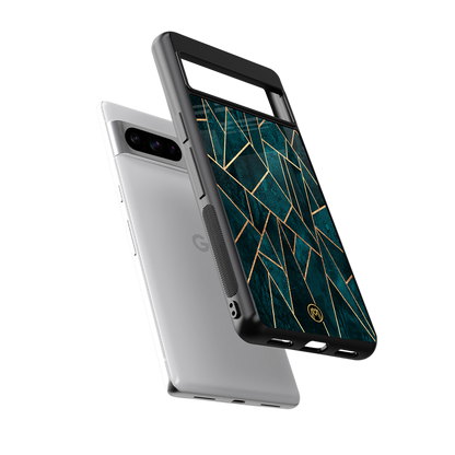 geometric green back phone cover | glass case for google pixel 8 pro