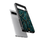 geometric green back phone cover | glass case for google pixel 8 pro