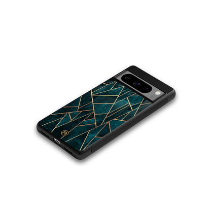 geometric green back phone cover | glass case for google pixel 8 pro