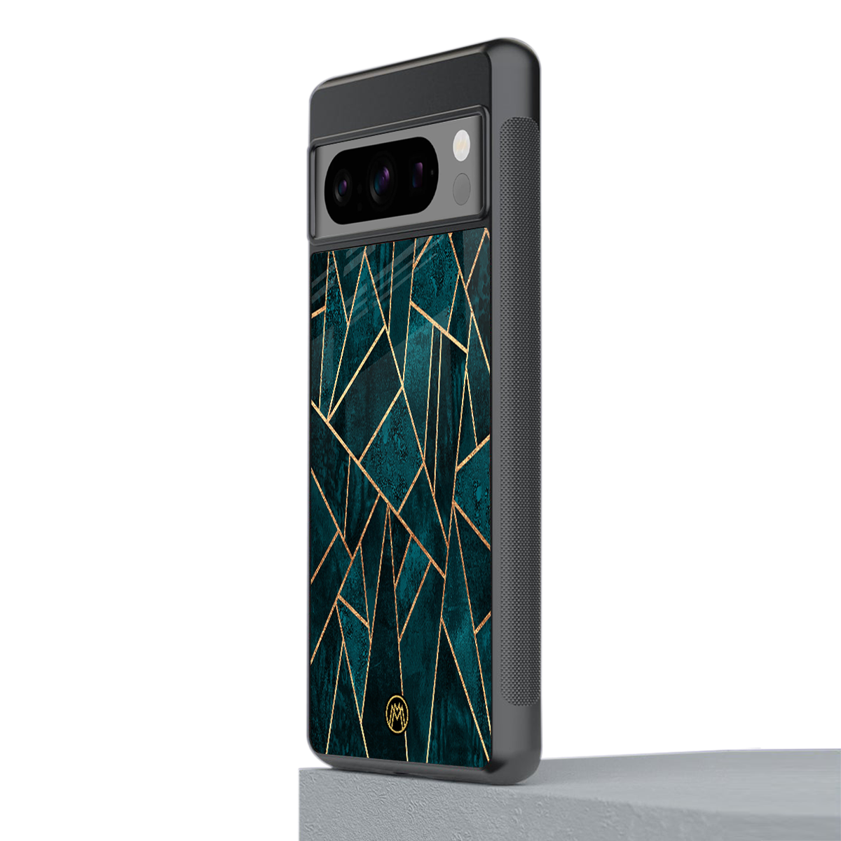 geometric green back phone cover | glass case for google pixel 8 pro