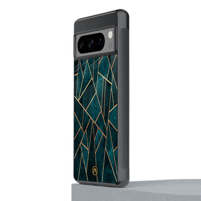 geometric green back phone cover | glass case for google pixel 8 pro