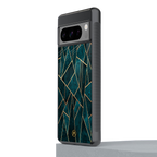 geometric green back phone cover | glass case for google pixel 8 pro