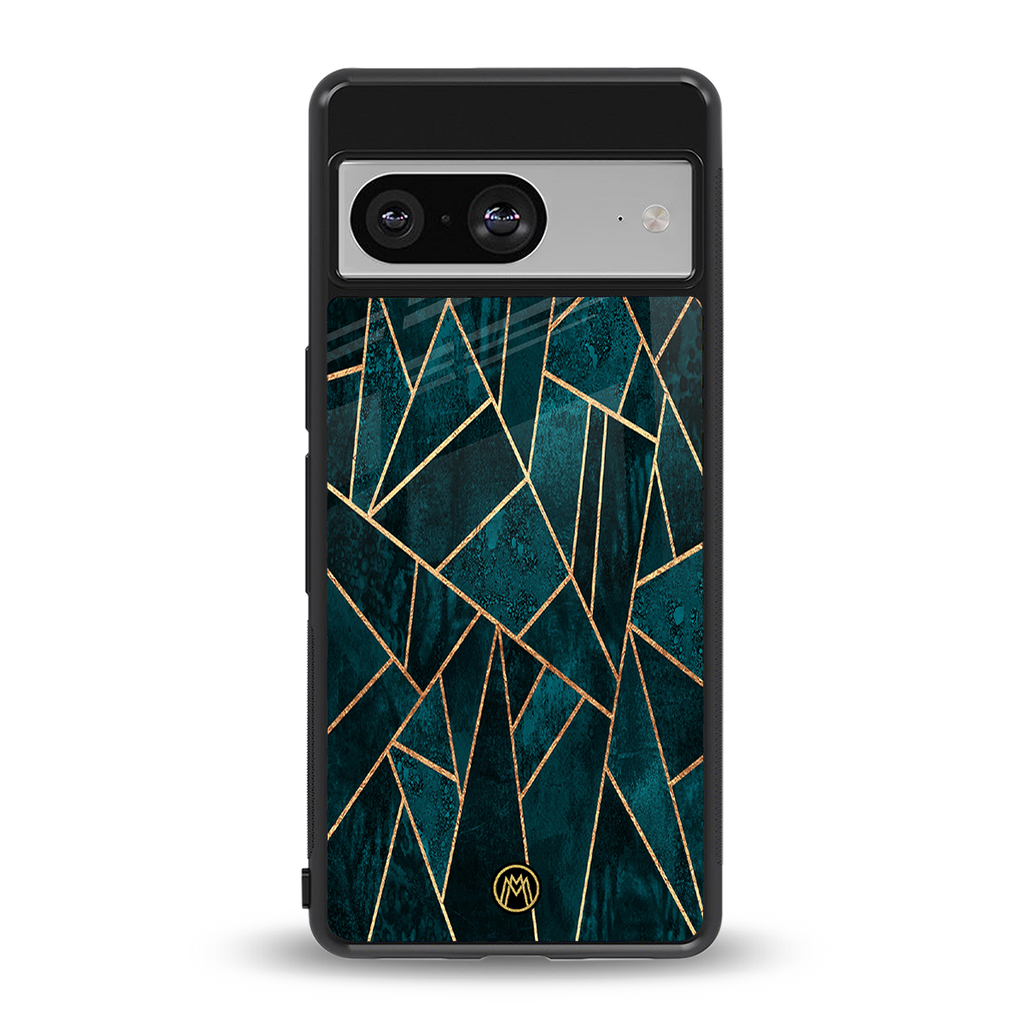 geometric green back phone cover | glass case for Google Pixel 8