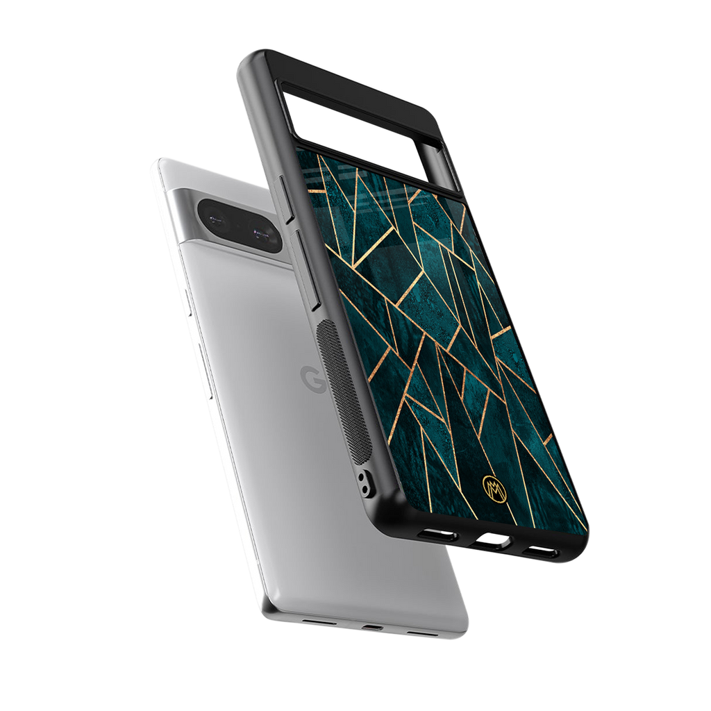 geometric green back phone cover | glass case for Google Pixel 8