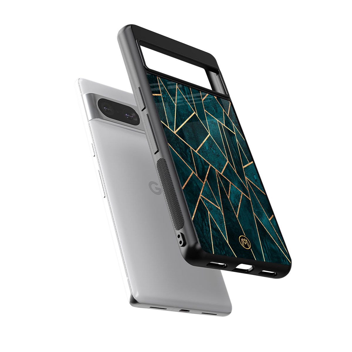 geometric green back phone cover | glass case for Google Pixel 8