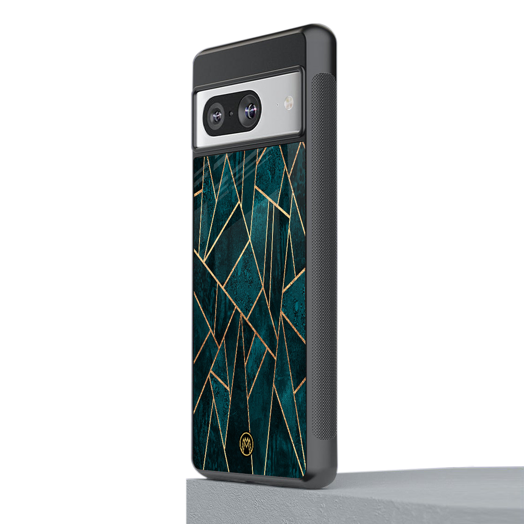 geometric green back phone cover | glass case for Google Pixel 8