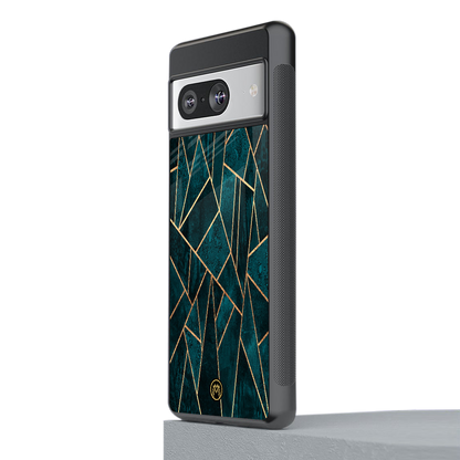 geometric green back phone cover | glass case for Google Pixel 8