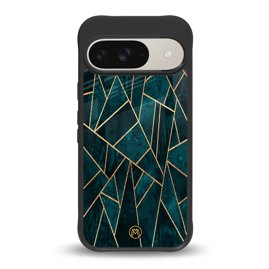 geometric green back phone cover | glass case for google pixel 9