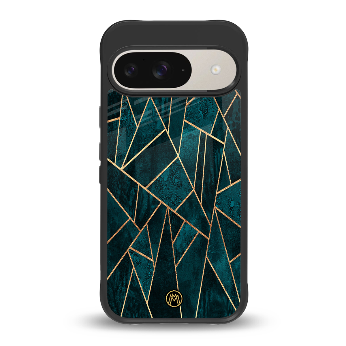 geometric green back phone cover | glass case for google pixel 9