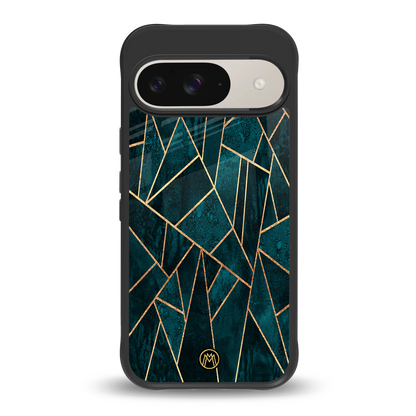 geometric green back phone cover | glass case for google pixel 9