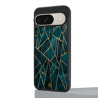 geometric green back phone cover | glass case for google pixel 9