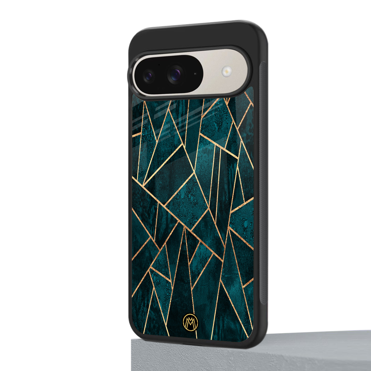 geometric green back phone cover | glass case for google pixel 9