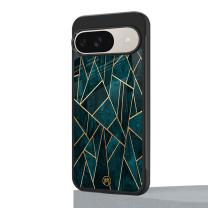 geometric green back phone cover | glass case for google pixel 9