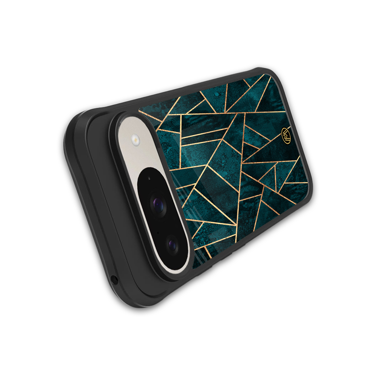 geometric green back phone cover | glass case for google pixel 9