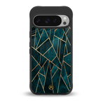 geometric green back phone cover | glass case for google pixel 9 pro