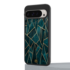 geometric green back phone cover | glass case for google pixel 9 pro