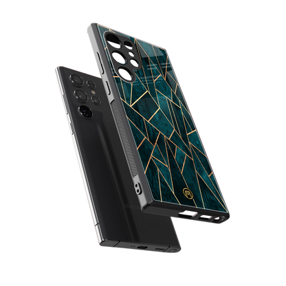 geometric green back phone cover | glass case for samsung galaxy s23 ultra