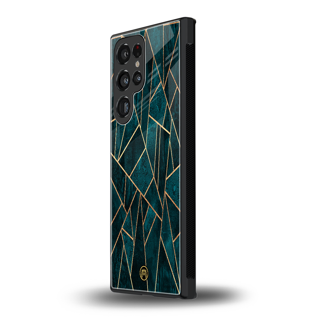 geometric green back phone cover | glass case for samsung galaxy s23 ultra