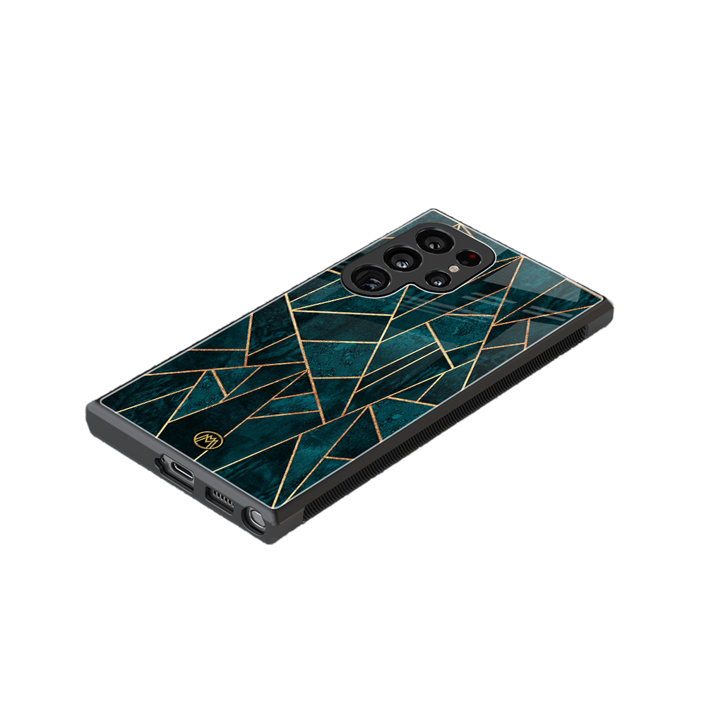geometric green back phone cover | glass case for samsung galaxy s23 ultra