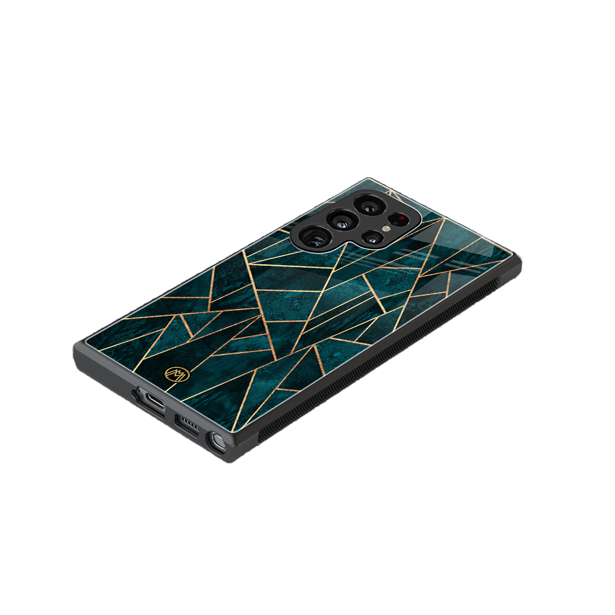 geometric green back phone cover | glass case for samsung galaxy s23 ultra