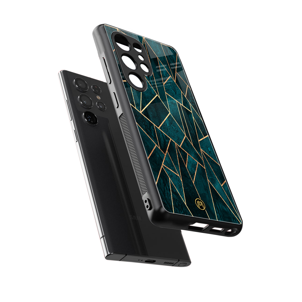 geometric green back phone cover | glass case for samsung galaxy s25 ultra